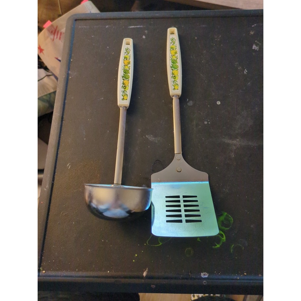 Vintage Japan Ladle And Slotted‎ Spatula Slice Of Life Handle